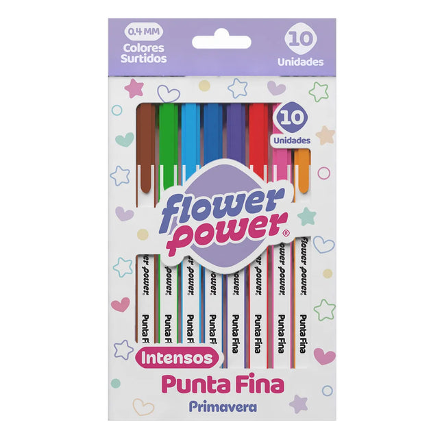 Plumón Punta Fina Flower Power x10 Micropunta | Colores Vibrantes