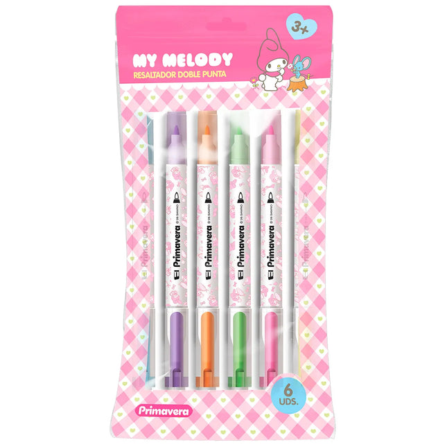 Resaltador Doble Punta My Melody Pastel x6