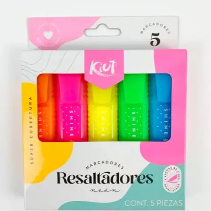 Resaltadores Neón x5 | Colores Intensos para Estudio