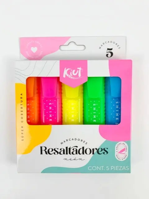 Resaltadores Neón x5 | Colores Intensos para Estudio