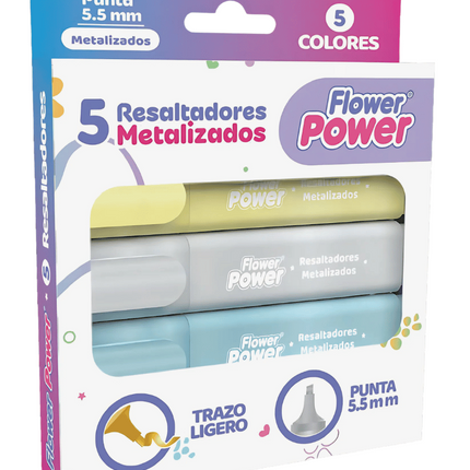 Resaltadores Metalizados x5 | Brillo y Color para Crear