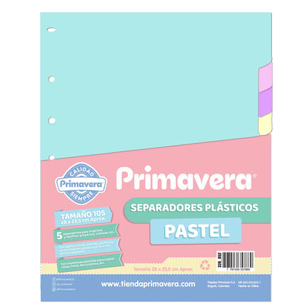 Separadores Plásticos de Folder Color Pastel | Organización