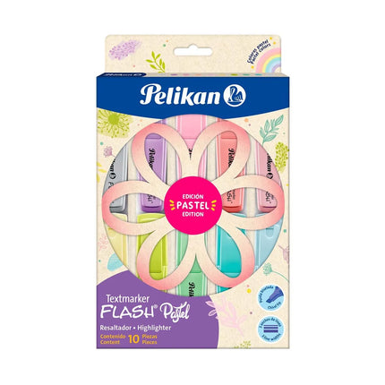 CAJA X 10 TEXTMARKER FLASH PASTEL PÉTALOS